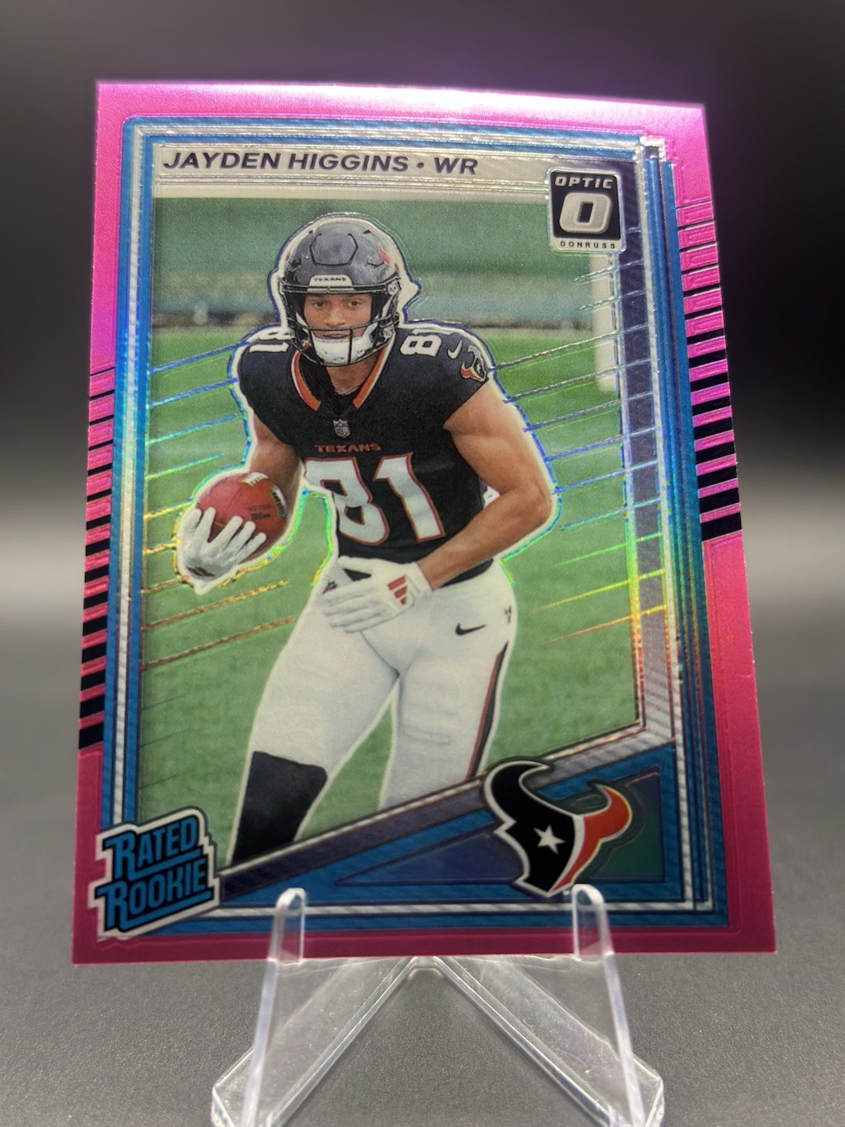 Jayden Higgins 2025 Panini Donruss #334 Optic Preview Pink Prizm RC