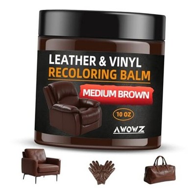 Leather Recoloring Balm - Scratch Repair & Color Restore Kit 10 OZ Medium Brown