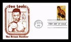 DR JIM STAMPS US COVER JOE LOUIS HEAVYWEIGHT BOXING CHAMPION FDC THERMOGRAPHED