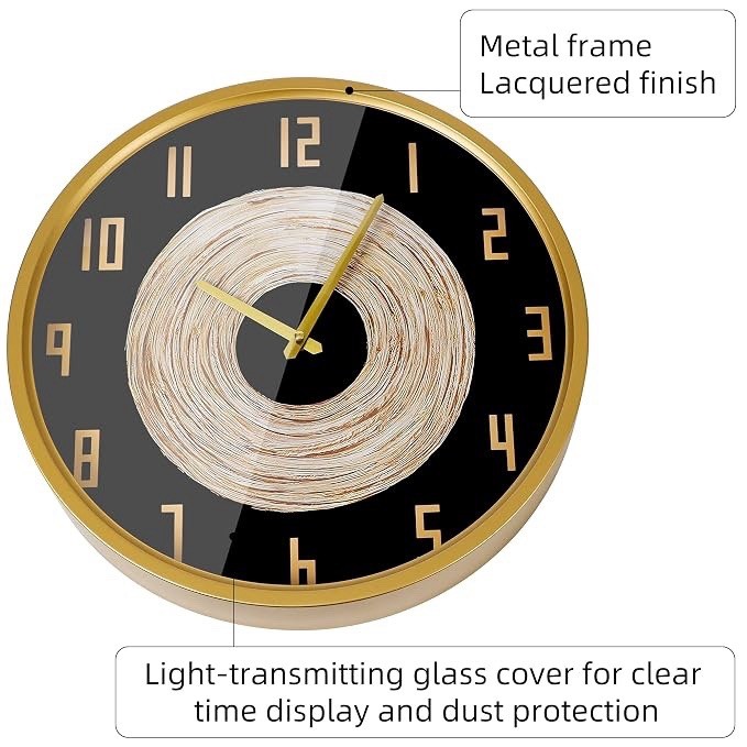 Astlove Metal Wall Clock 16 Inch, Living Room Wall Art, Digital Decorative Wa…