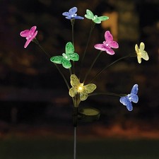 Garden Solar Stake Light 8 Stem Multicolour Outdoor Lighting LED 70cm Butterfly