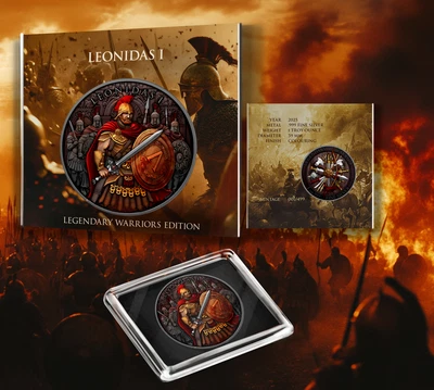 Legendary Warriors Leonidas Colorized 1oz .999 Silver Bullion Medal