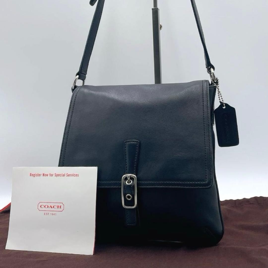 Coach Women's Shoulder Bag Handbag Purse Black Leather Solid Used Bag