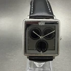Seiko Watch Men 28mm Black Dial Silver Tone Square Vintage 7820-5410 New Battery