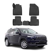 Omac Gummimatten FußMatten FüR Jeep Cherokee 2014-2024 TPE Automatten Schwarz 4X