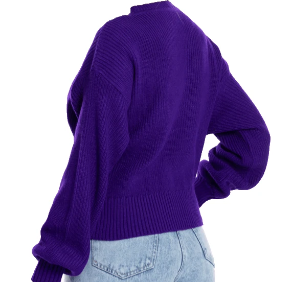 KATIES акриловая шерсть свитер ребристый трикотажа фиолетовый женщин роскошь | размер 12 - Изображение 3 из 4
