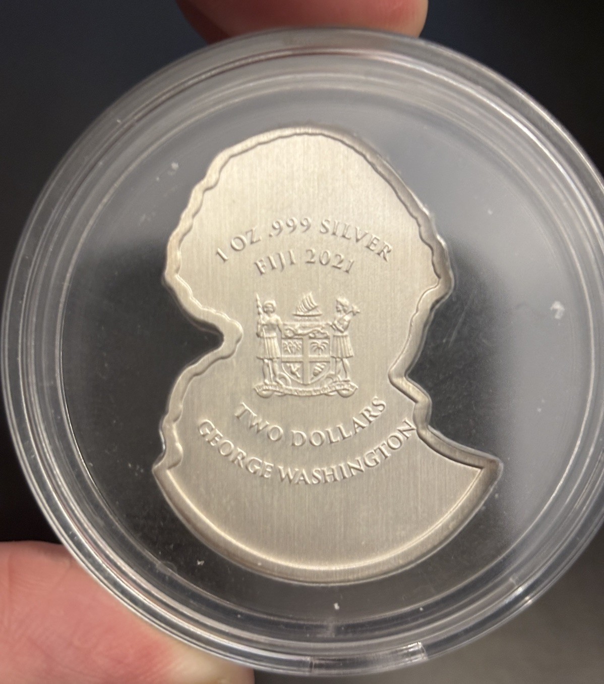 2021 Fiji George Washington Ultra High Relief Shaped 1 oz Silver $2 ...
