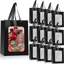 50 Pcs Paper Gift Bags with Transparent Window Clear Gift Bag with Handle 9.8...