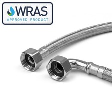Elbow (90°) 1/2 x 1/2 BSP Flexible Pipe Connectors, WRAS Approved, 300mm/500mm