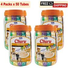 200 Tubes, INABA Churu Cat Treats, Vitamin E & Taurine, 0.5 Ounces Each Tube