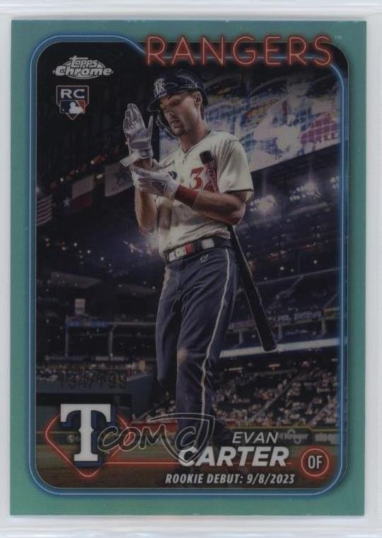 2024 Topps Chrome Update Debut Aqua Refractor 134/199 Evan Carter Rookie RC 6m7