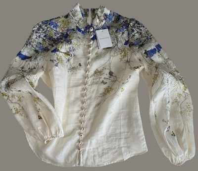 Zimmerman Blouse Sz US 8/Floral/Luxury/Garden Party/Wedding/Designer/Ramie/Sheer
