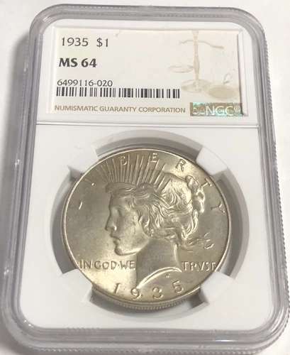 1935 PEACE "NGC MS64" - STUNNING COLOR, HIGH POINTS, MIRRORS, EYE APPEAL! 💥💥✅