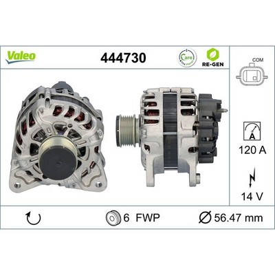 Lichtmaschine Generator 14 V 120 A Ø 56 mm VALEO für u.a. RENAULT FLUENCE