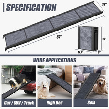 Natural Wood Dog Ramp 170 44cm Non-Slip Pet Ramp for Bed Sofa Car Large Dogs