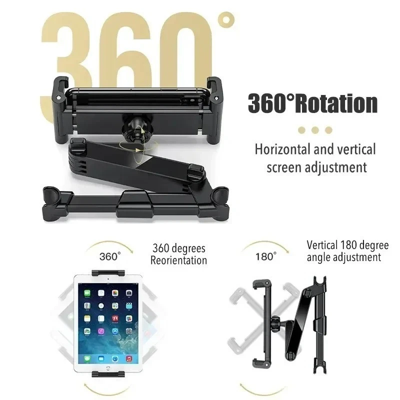 Headrest Tablet Mount for 4.7-12.9" Phone iPad Car Rear Seat Holder - Image 3 of 4