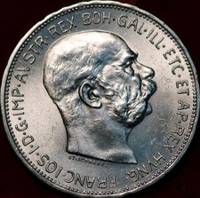 Uncirculated 1913 Austria 2 Corona Silver Foreign Coin