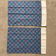 NEW Vintage 80s Lady Pepperell standard pillowcases - geometric - blue & red