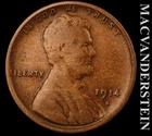 1914-S Lincoln Wheat Cent - Scarce  Semi-key  Better Date  No Reserve  #K1060