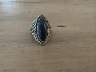 Vintage Carolyn Pollack Relios 925 Lapis Beaded Leaf Ring Sz 7