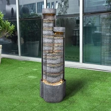 Indoor Water Fountain with LED – Cascading Tiered Fountain for Living Room Decor