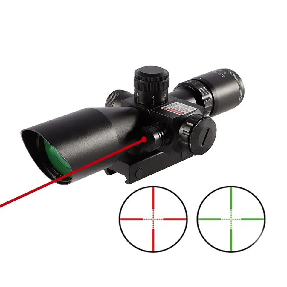 Mira dupla iluminada 2.5-10x40 mira tática ponto mil com laser vermelho/verde EUA - Imagem 2 de 4