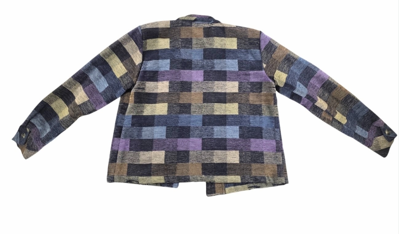 Womans Patchwork Multicolor Block Print Button Fr… - image 7