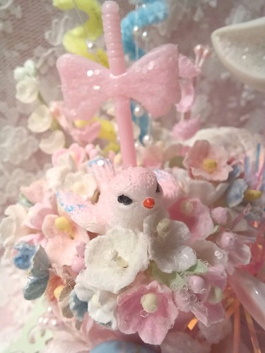 ๐๐ Carino! Vintage Dolce Primavera Pasqua Agnello Coniglietti Pulcini Pastello Assemblaggio - Foto 6 di 15