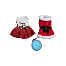 Dress Pet Costume bundle. Size XS for Dogs NEW. Travel Pet Dish.