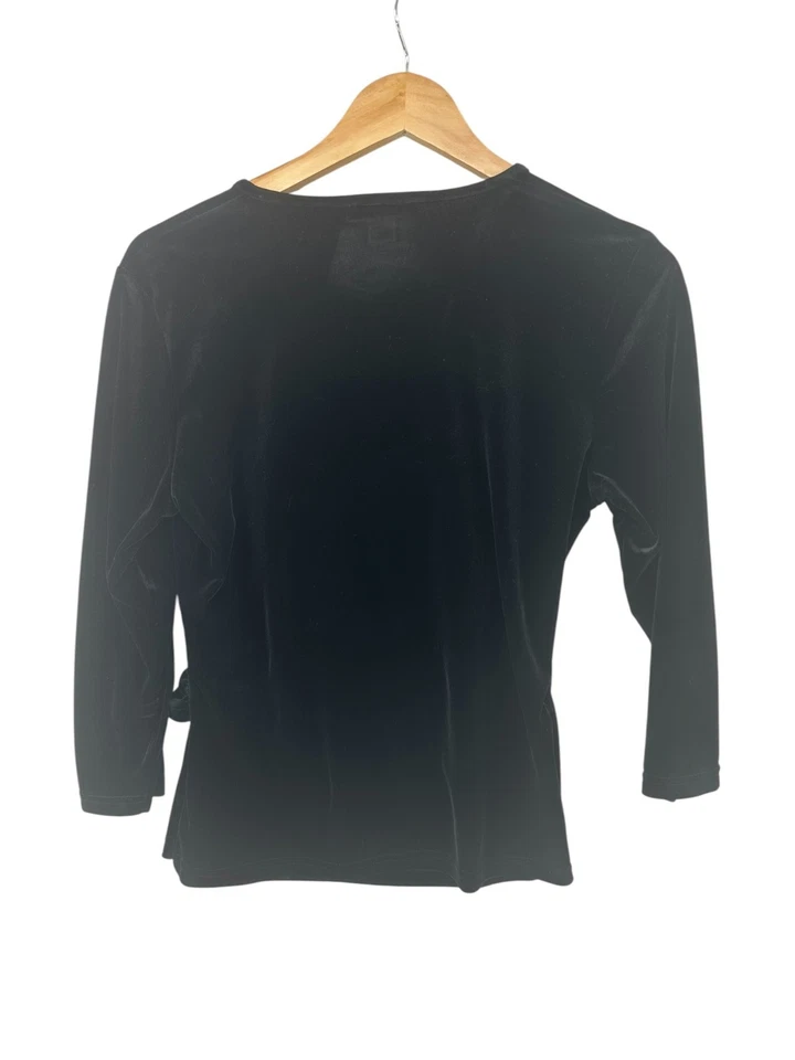 Dressbarn Faux Wrap Velvet Top Womens L Retro Gala Holiday Party Classic Elegant - Image 2 of 4