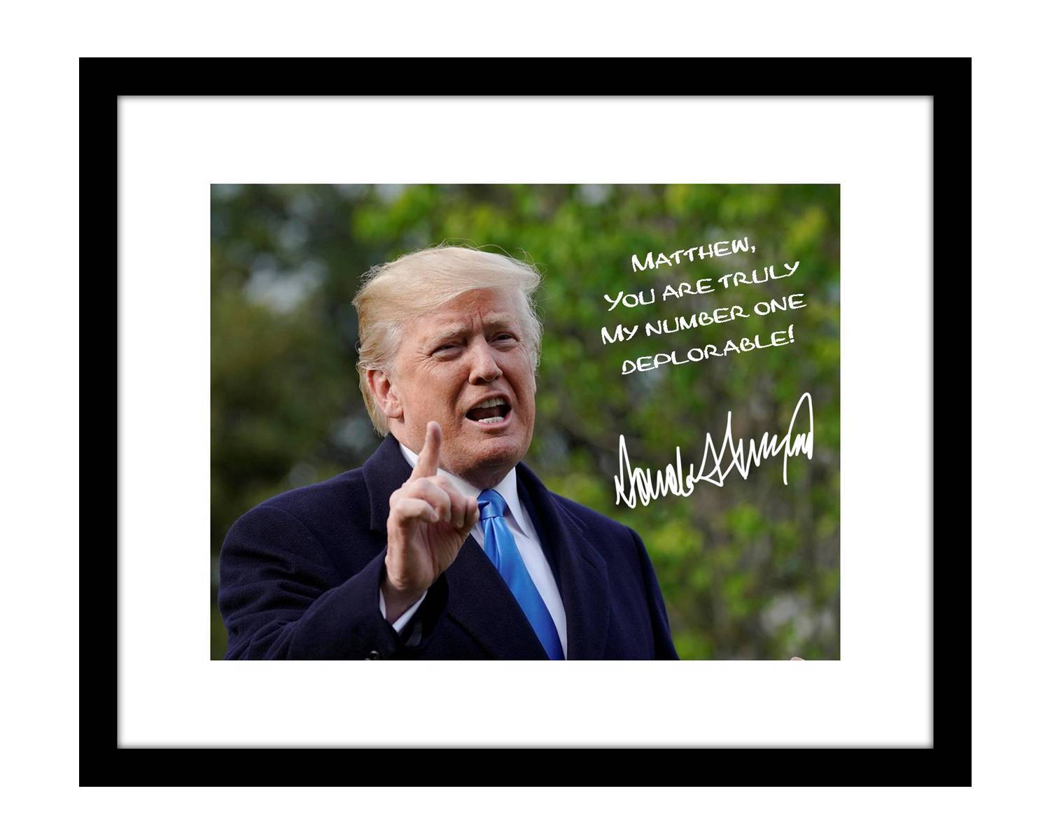 AUTOGRAFO Di Donald Trump Firmato Dal Presidente MAGA Con Cornice Personalizzata 11x14 Display B - Italia - Foto 7