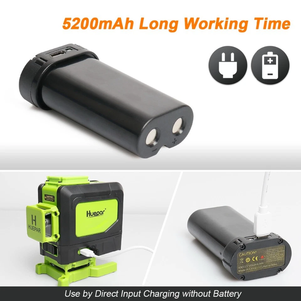 Huepar 903DG Grüne Selbstnivellierender 3D Kreuzlinienlaser für Fliesenverlegung - Bild 4 von 4