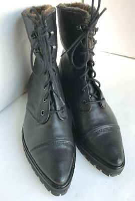 Calvin Klein Jeans BOOTS -  NWOB Tianna leather fur ankle Boots sz 36/6