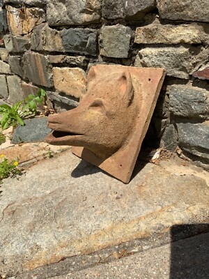 Fired clay wolf head suitable for indoors or outdoors