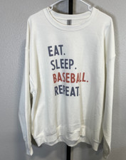 Gildan Heavy Blend Baseball Pullover Sweatshirt White Gray Orange Sz XL Womens