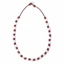 Cultured Freshwater Pearl Beaded Choker Genuine Necklace Knotted - Light Brown