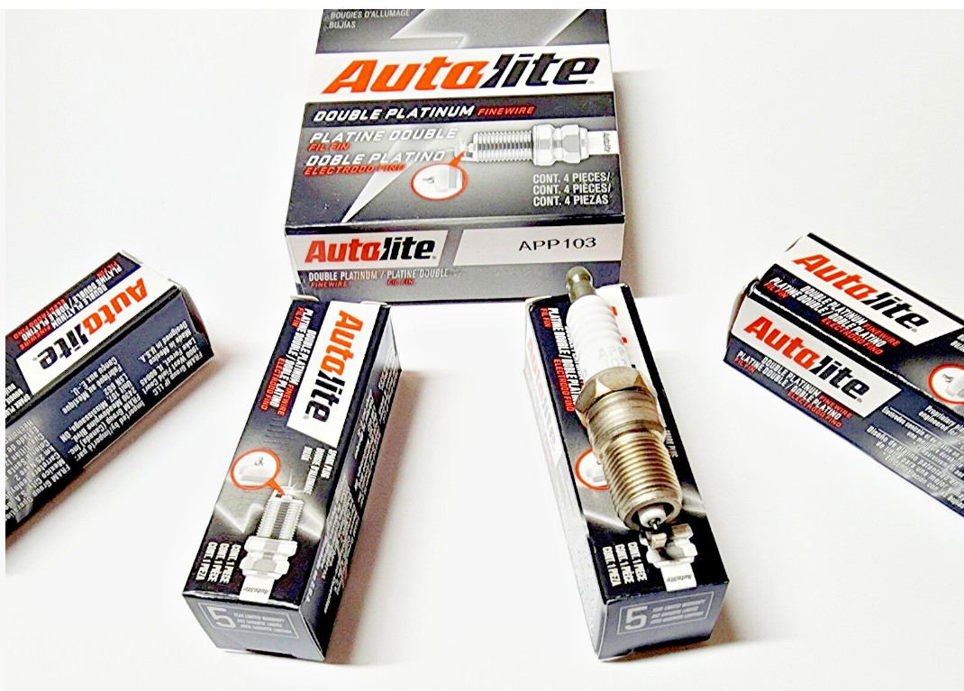 NEW 4 PACK Autolite APP103 Double Platinum Core Spark Plugs Resistor Tapered 