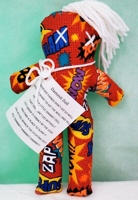 Dammit/Slammit Anxiety Anger Doll Superhero Words Comics Pattern Unique Gift 