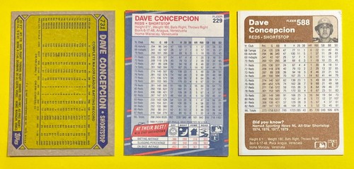 DAVE CONCEPCION, Cincinnati Reds 3-card lot, BIG RED MACHINE SS, Future HOF - Picture 2 of 2