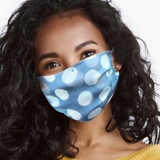 Blue Silk Face Mask /w white Dots Silk Face Mask Washable Silk Face Mask