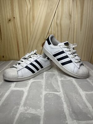 Adidas Shoes Superstar White Black Leather Sneakers Womens US