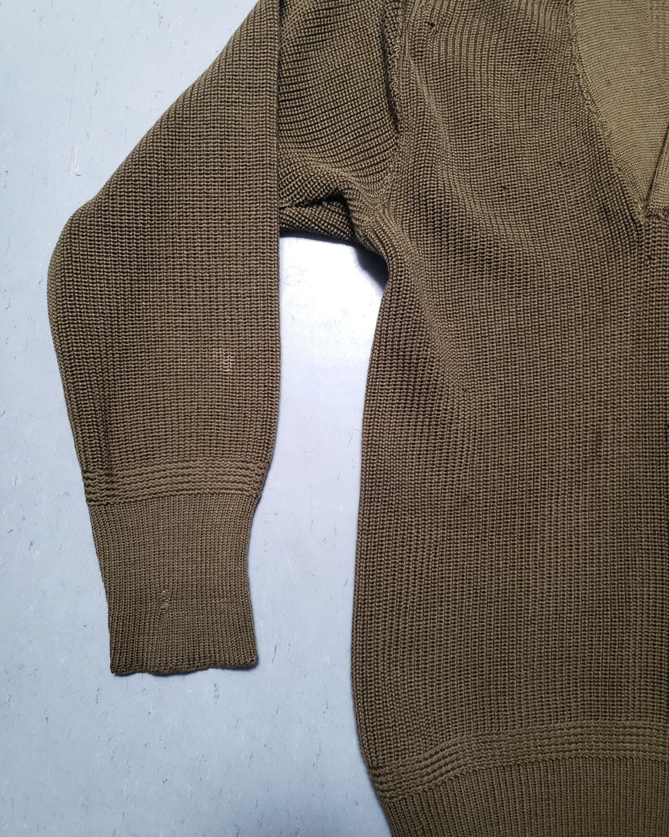 Vtg WW2 World War 2 US ARMY Green Wool V Neck Sweater RARE | eBay
