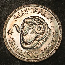 1953 (M) Australia Silver One Shilling - High Quality Scans #Q892