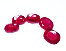 5 Stck. 32,62 kt echter Rubin Edelstein Mix Form facettiert zertifiziert Groß...