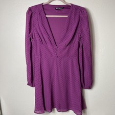 nastygal dress size 6 us polka dot long sleeve 