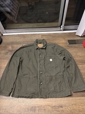 Gap Work-Force Jacket Men s Large Army Green Chore Coat Canvas Button Up Cotton