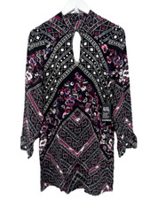 Express Womens Sz S Paisley Long Slv Career Workwear Dress Keyhole Neckline NEW