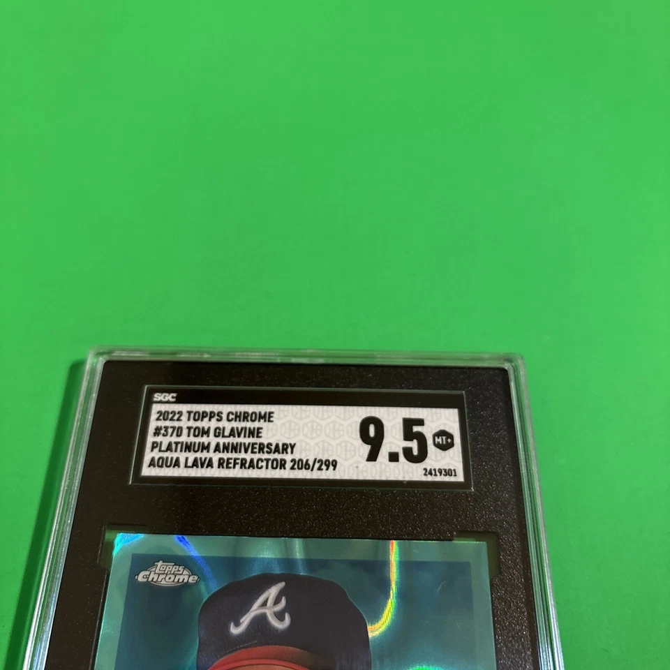 2022 Topps Chrome Platinum Tom Glavine #370 Aqua Lava Refractor /299 SGC 9.5! - Image 2 of 3
