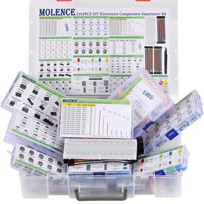 5162pcs DIY Electronics Components Kit Assortment, Resistors, Inductors, Capa...