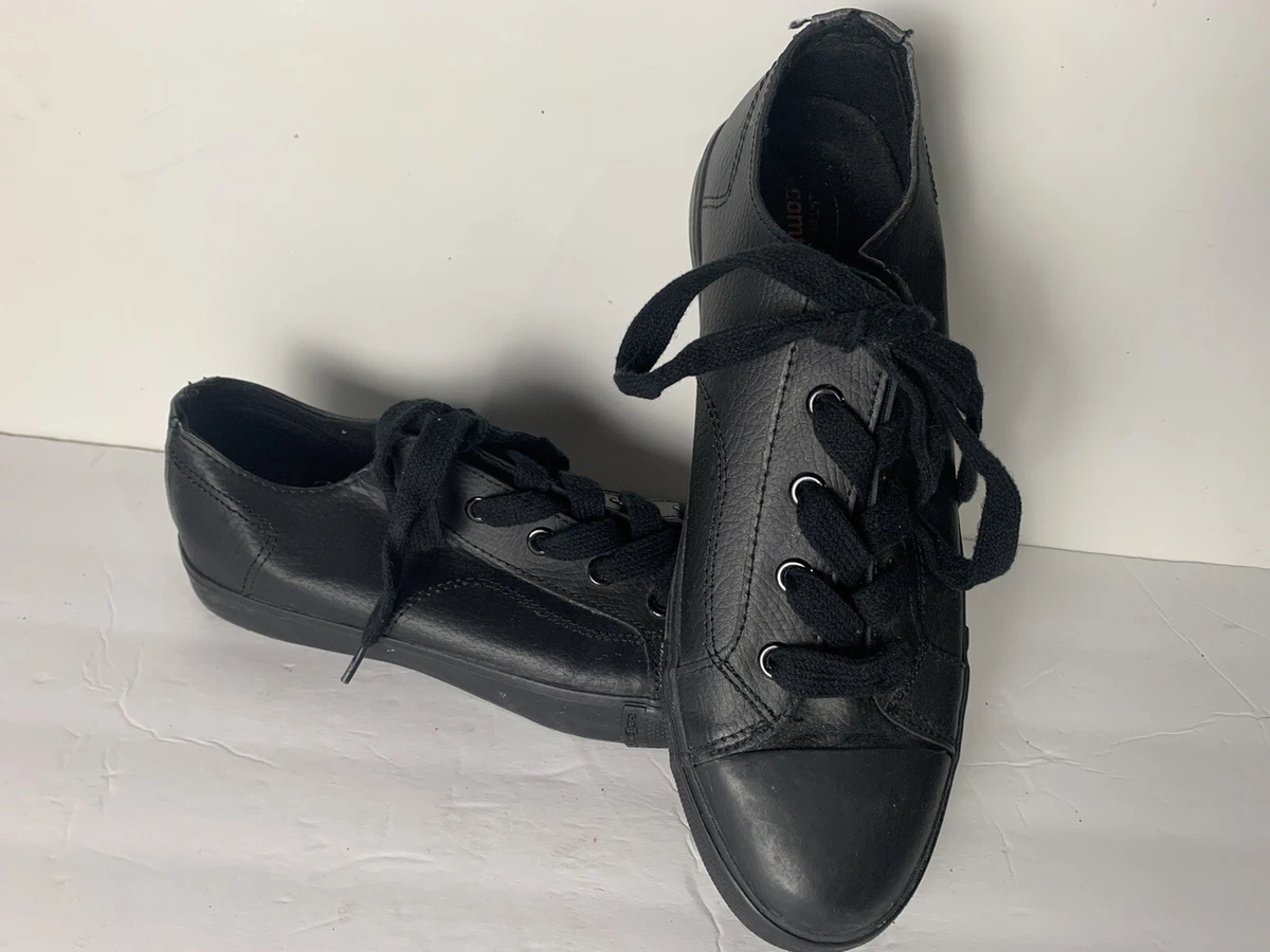Safe T Step Womens Comfort Slip Resistant Black Leather Lace Up